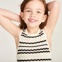 Robe sans manches en tricot fantaisie à rayures pour fille