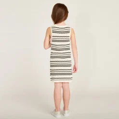 Robe sans manches en tricot fantaisie à rayures pour fille
