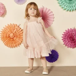 Robe sans manches en tulle imprimés papillons pour bébé fille