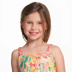 Robe sans manches en voile imprimé tropical pour fille