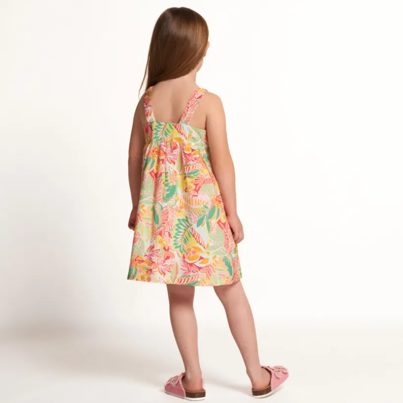 Robe sans manches en voile imprimé tropical pour fille