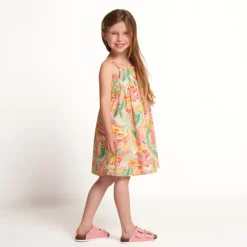 Robe sans manches en voile imprimé tropical pour fille