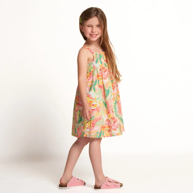 Robe sans manches en voile imprimé tropical pour fille