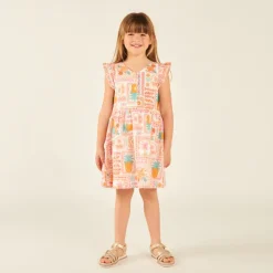 Robe sans manches imprimé exotique pour fille