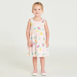 Robe sans manches imprimé fantaisie pour bébé fille