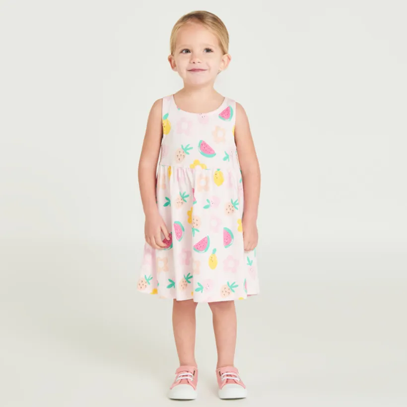 Robe sans manches imprimé fantaisie pour bébé fille