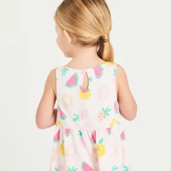 Robe sans manches imprimé fantaisie pour bébé fille