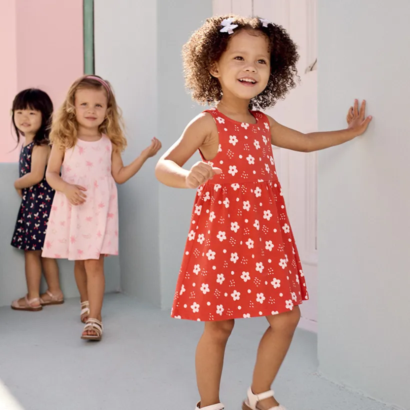 Robe sans manches imprimé fantaisie pour bébé fille