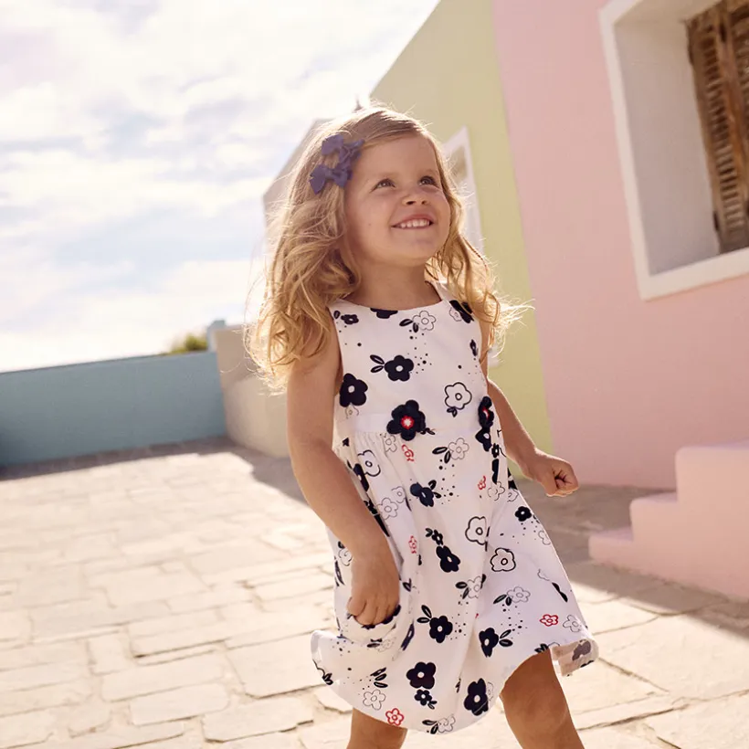 Robe sans manches imprimé fleurs pour bébé fille