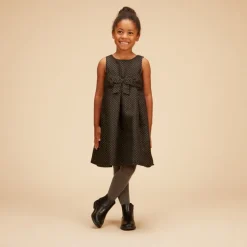 Robe sans manches à nœud en jacquard pour fille