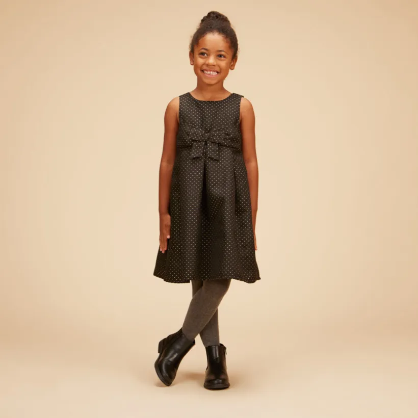 Robe sans manches à nœud en jacquard pour fille