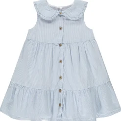Robe sans manches à rayures et col claudine pour bébé fille