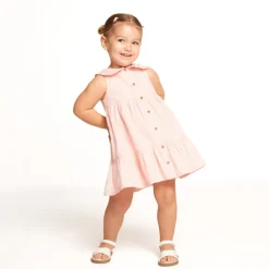 Robe sans manches à rayures et col claudine pour bébé fille