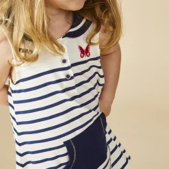 Robe sans manches à rayures et col marin pour bébé fille