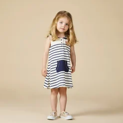 Robe sans manches à rayures et col marin pour bébé fille