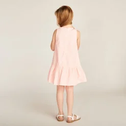 Robe sans manches vichy avec nœud brodé pour fille