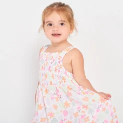 Robe à smocks imprimé fantaisie pour bébé fille