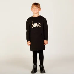 Robe sweat manches longues à strass pour fille