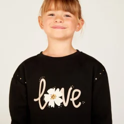 Robe sweat manches longues à strass pour fille