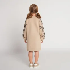 Robe sweat molletonnée avec cording sur les manches pour fille