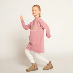 Robe sweat molletonnée à poche kangourou pour fille