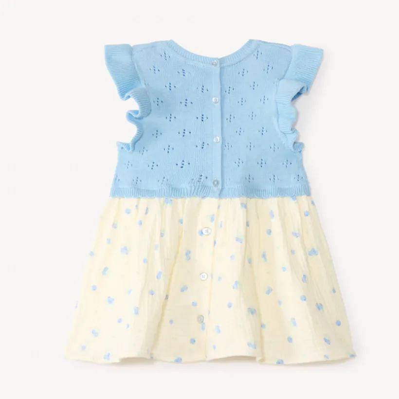 Robe tricot 2-en-1 imprimé myrtilles pour bébé fille