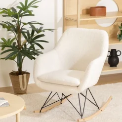 Rocking-chair effet bouclettes Olmeto blanc