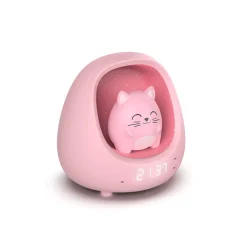 Réveil avec veilleuse Myko le chat rose