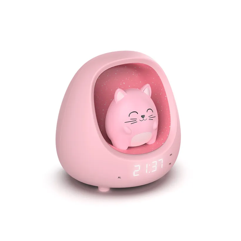 Réveil avec veilleuse Myko le chat rose