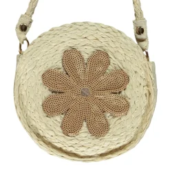 Sac bandoulière effet tressé avec fleur en sequins pour fille