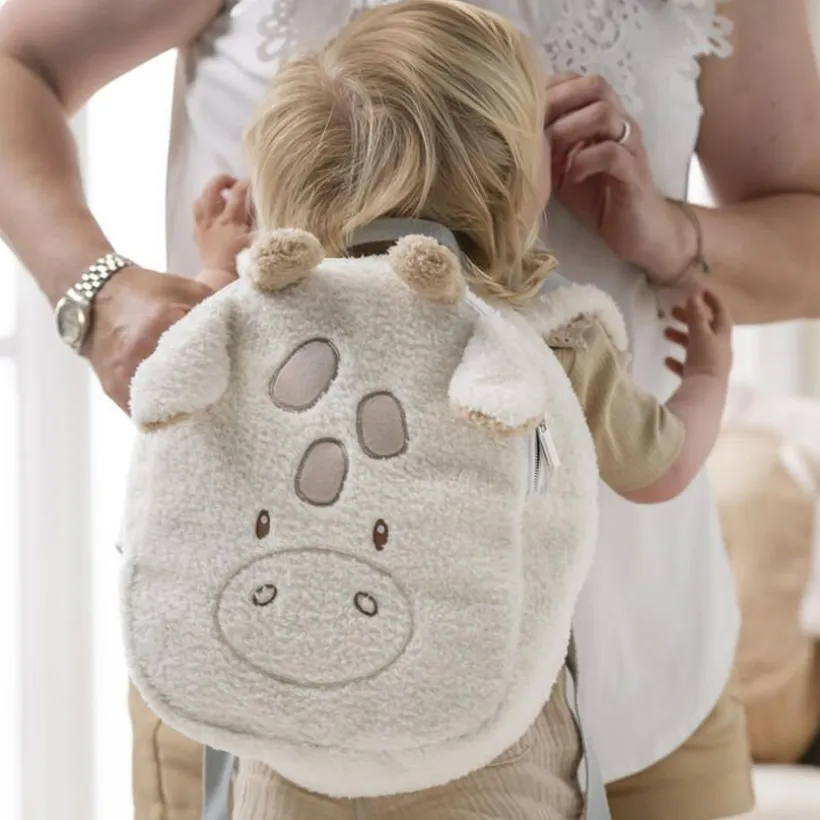 Sac à dos - Girafe Teddy bouclette - écru