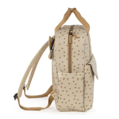 Sac à dos à langer imprimé cœurs Poppy + tapis cannelle