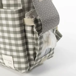 Sac à dos à langer motif carreaux Caetana stone + tapis