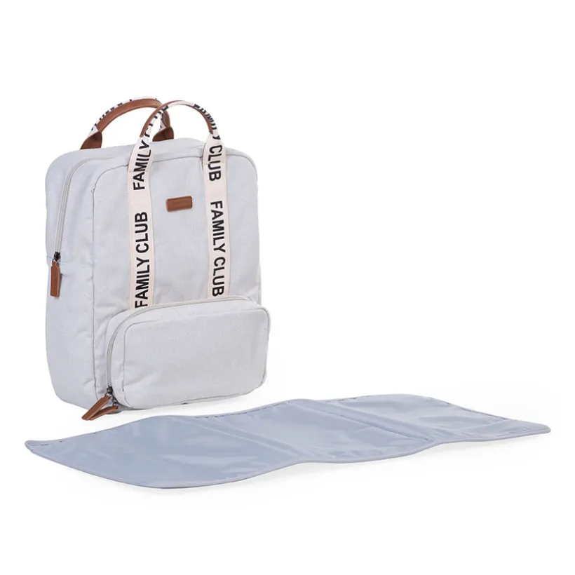 Sac à dos signature + pochette + matelas à langer Family Club écru