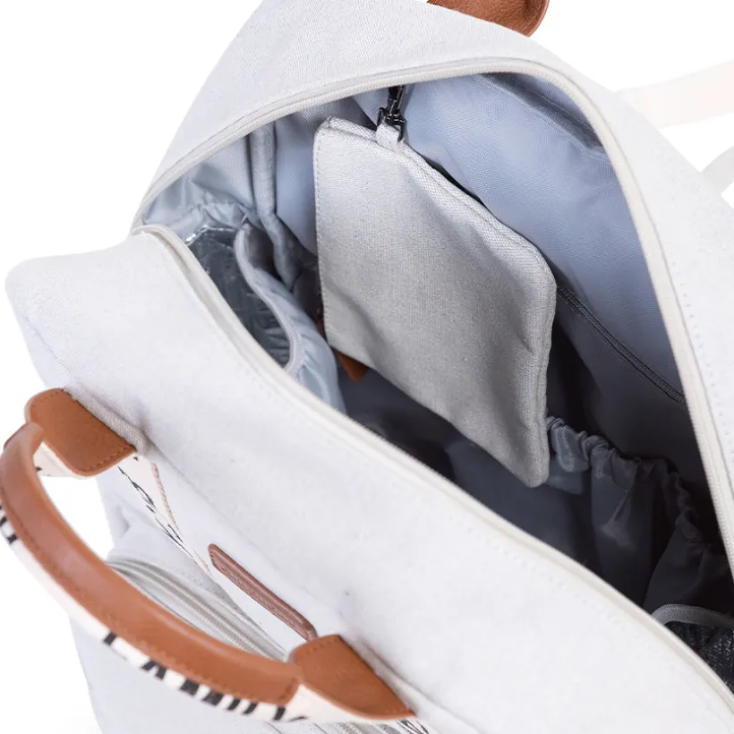 Sac à dos signature + pochette + matelas à langer Family Club écru