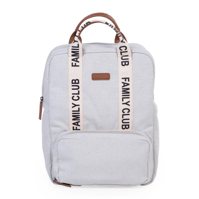 Sac à dos signature + pochette + matelas à langer Family Club écru