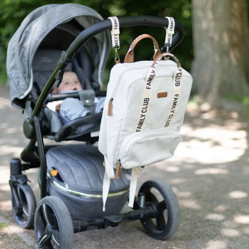 Sac à dos signature + pochette + matelas à langer Family Club écru