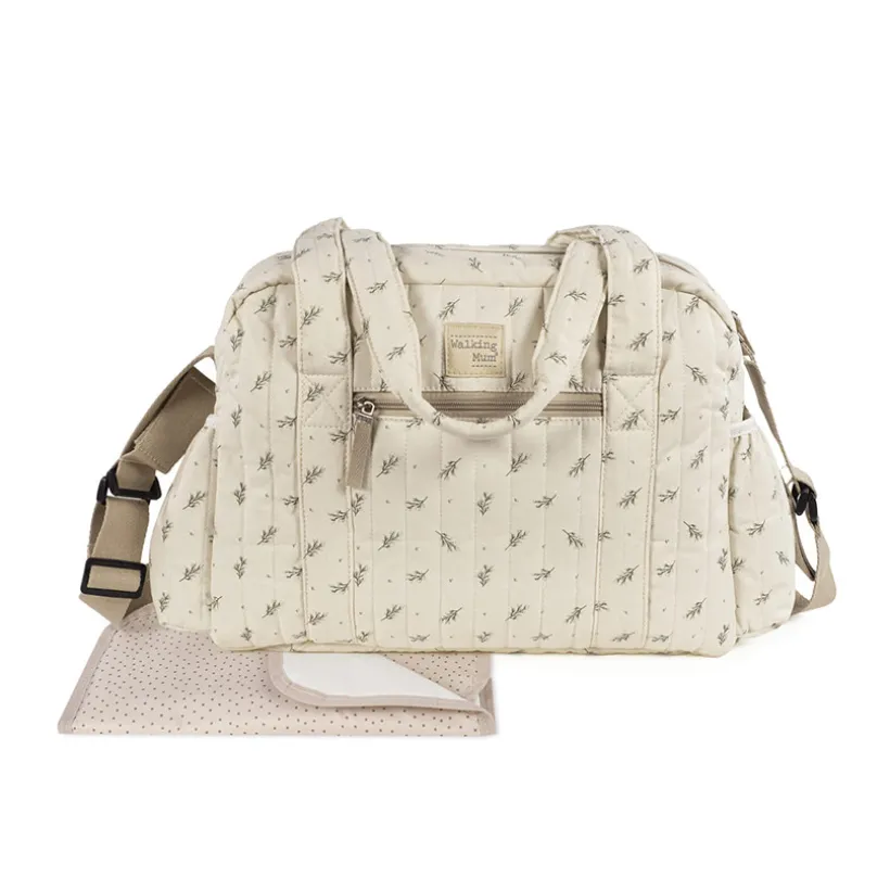 Sac à langer avec tapis imprimé Mimosa vert