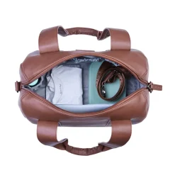 Sac à langer Mommy Club Signature en cuir vegan + tapis dark brown