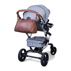 Sac à langer Mommy Club Signature en cuir vegan + tapis dark brown