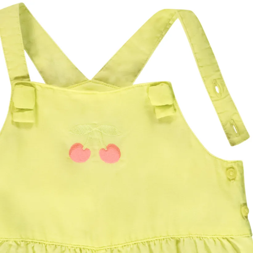 Salopette courte avec broderie cerises pour bébé fille