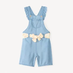 Salopette courte avec volants + ceinture fantaisie pour bébé fille