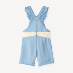 Salopette courte avec volants + ceinture fantaisie pour bébé fille