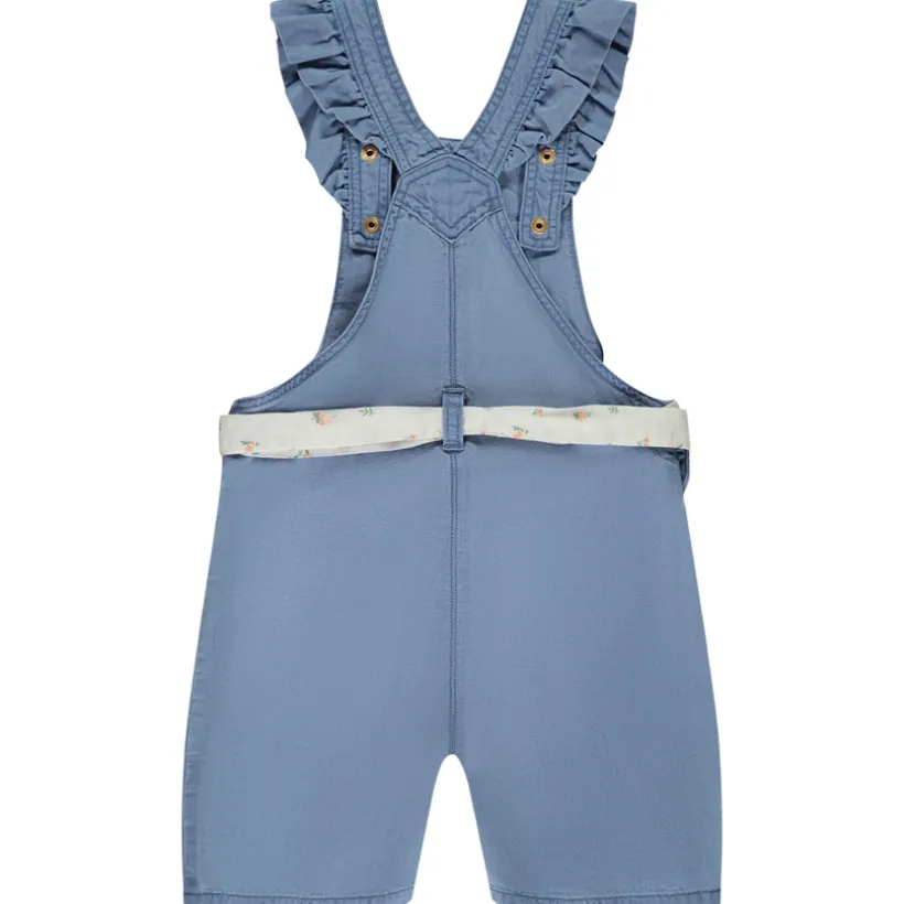 Salopette courte avec volants + ceinture fantaisie pour bébé fille