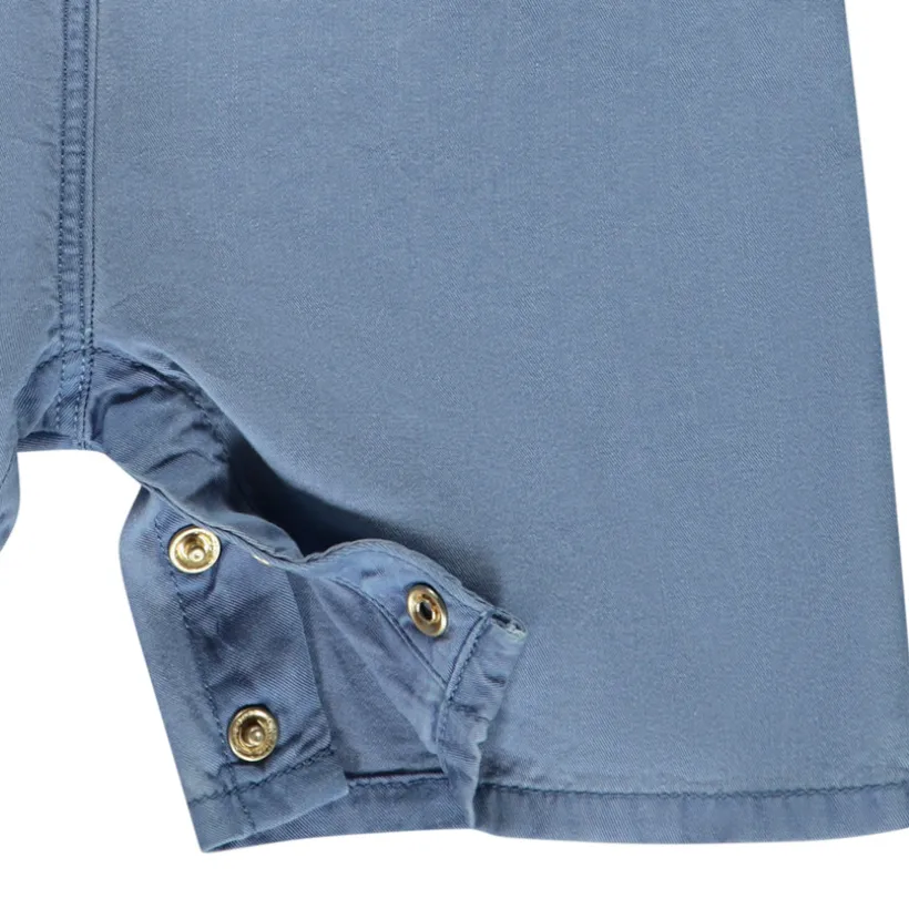 Salopette courte avec volants + ceinture fantaisie pour bébé fille