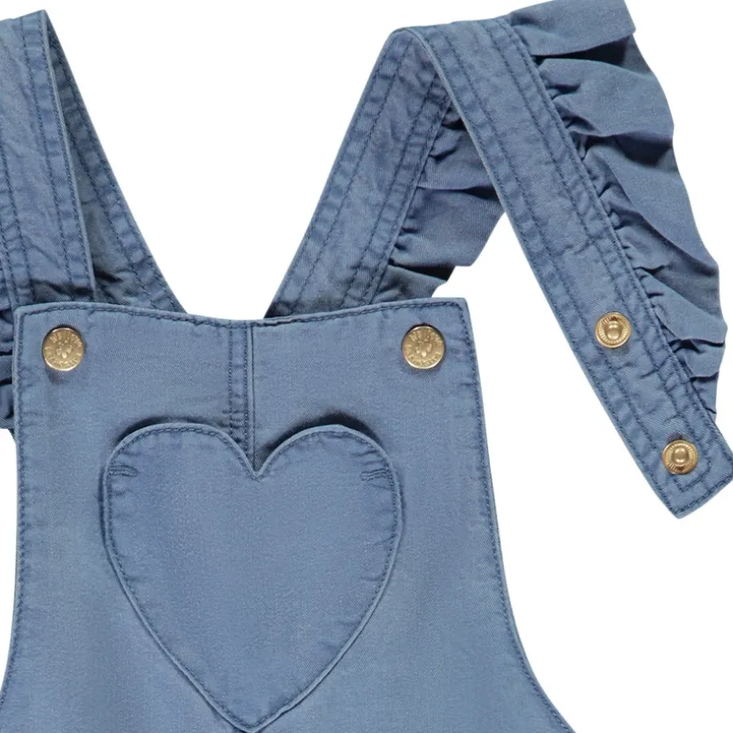 Salopette courte avec volants + ceinture fantaisie pour bébé fille