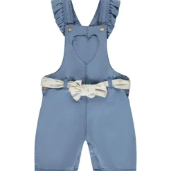 Salopette courte avec volants + ceinture fantaisie pour bébé fille