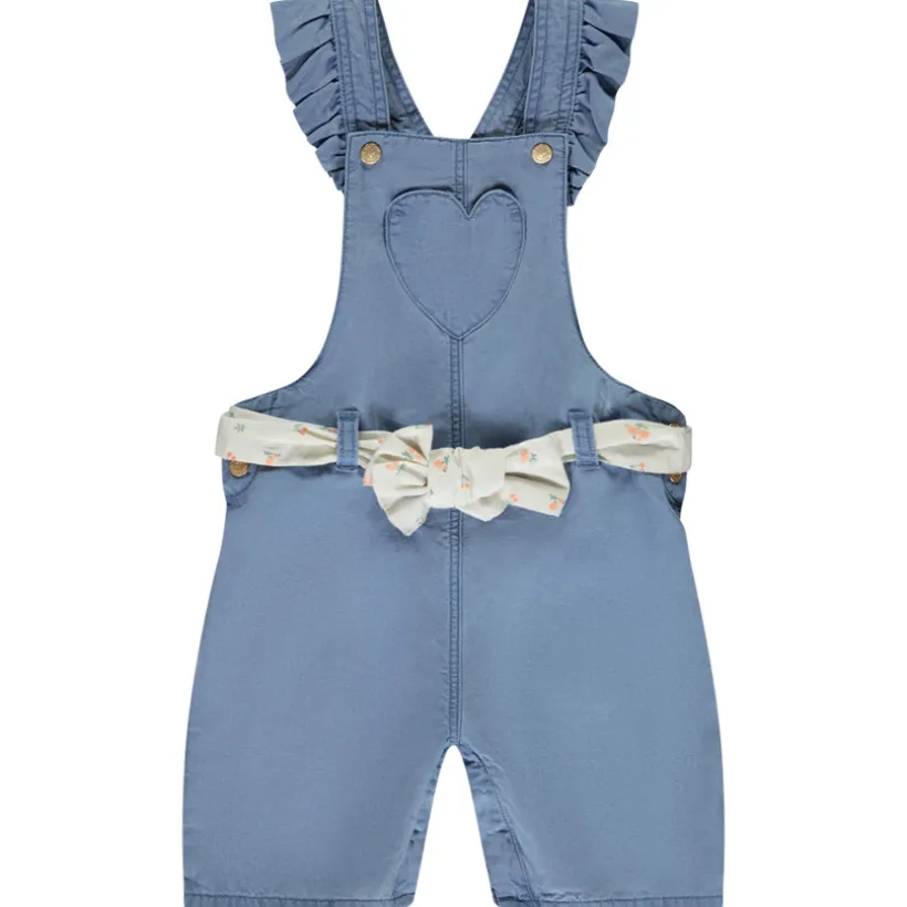 Salopette courte avec volants + ceinture fantaisie pour bébé fille