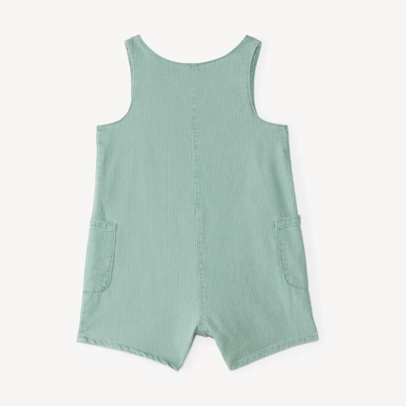 Salopette courte bébé fille en toile à broderie fleurie