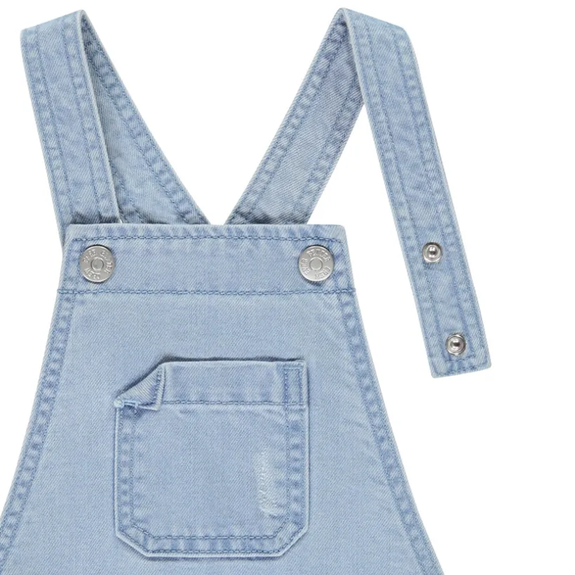 Salopette courte en jean avec ceinture ajourée pour fille